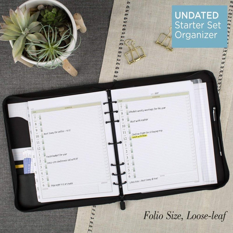 AT-A-GLANCE Genuine Leather Undated Starter Set, Folio Size, Black (038-0540-05) - Image 2